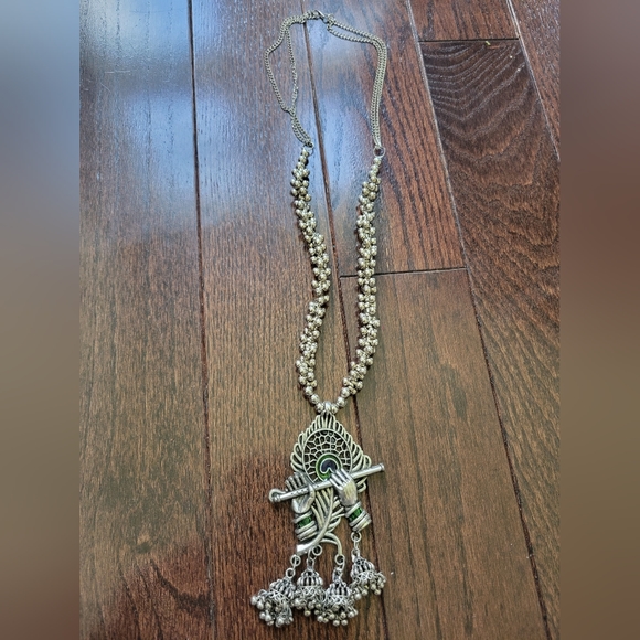 Jewelry - Lord Krishna Flute Oxidized Necklace Jewelry